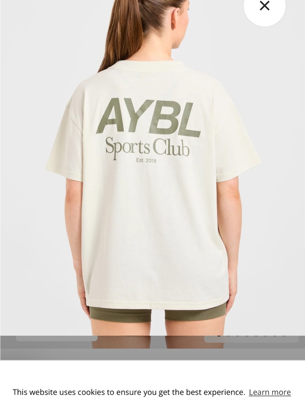 AYBL Cream Tee with Olive Green 'AYBL Sports Club' Back Logo